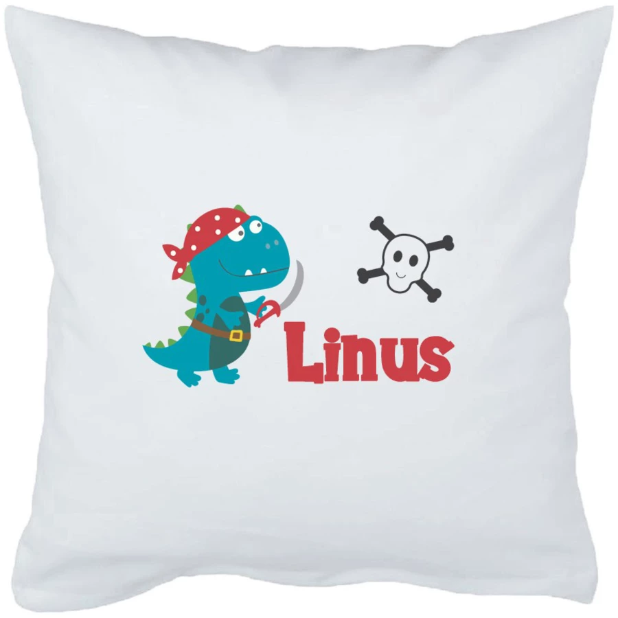 Schnullireich Babykissen mit Namen Piraten Dino Weiß