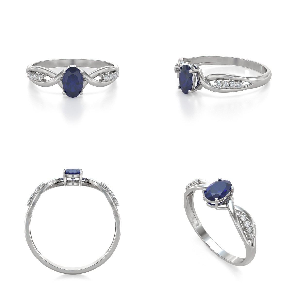 Bague ADEN Or 585 Blanc Saphir et diamants 1.32grs