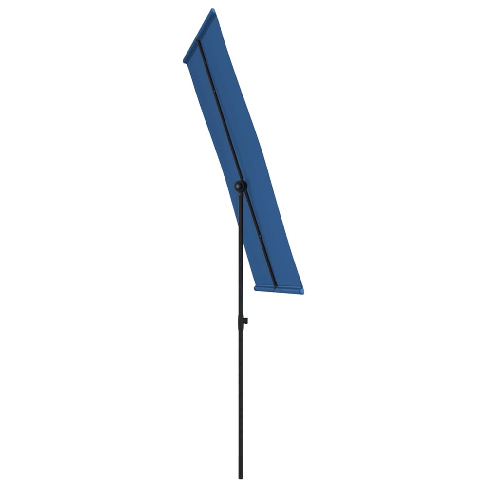 Parasol d'e x térieur avec mât en aluminium 180 x 130 cm bleu azuré