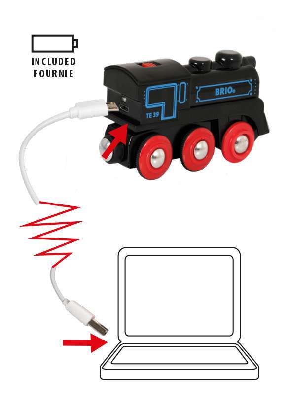 BRIO Spiel Schwarze Akku-Lok mit Mini-USB
