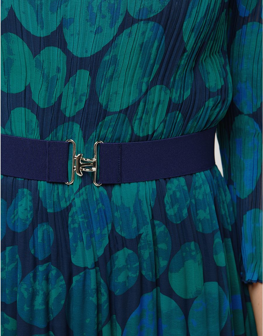 Robe plissée imprimé vert