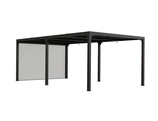 HABRITA - Pergola bioclimatique xxl + rideau manuel pour côté 3,60 m ...
