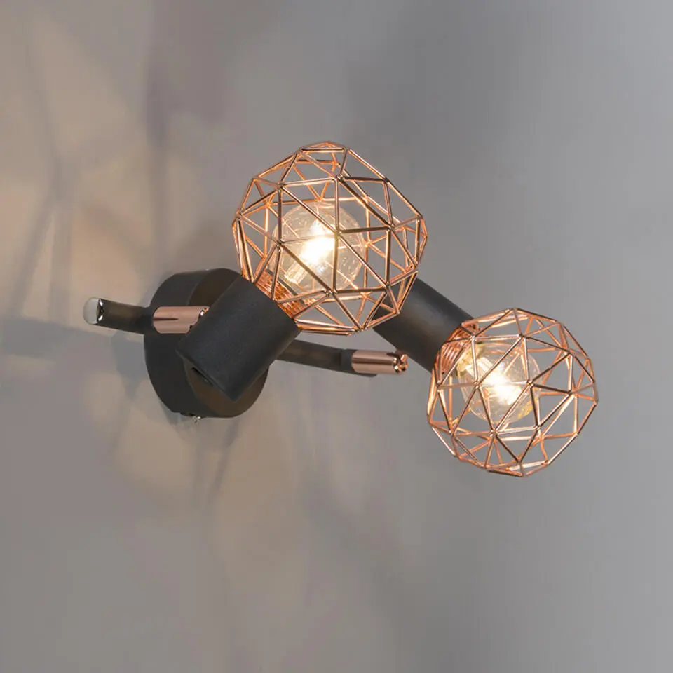 Qazqa opbouwspots mesh bruin e14