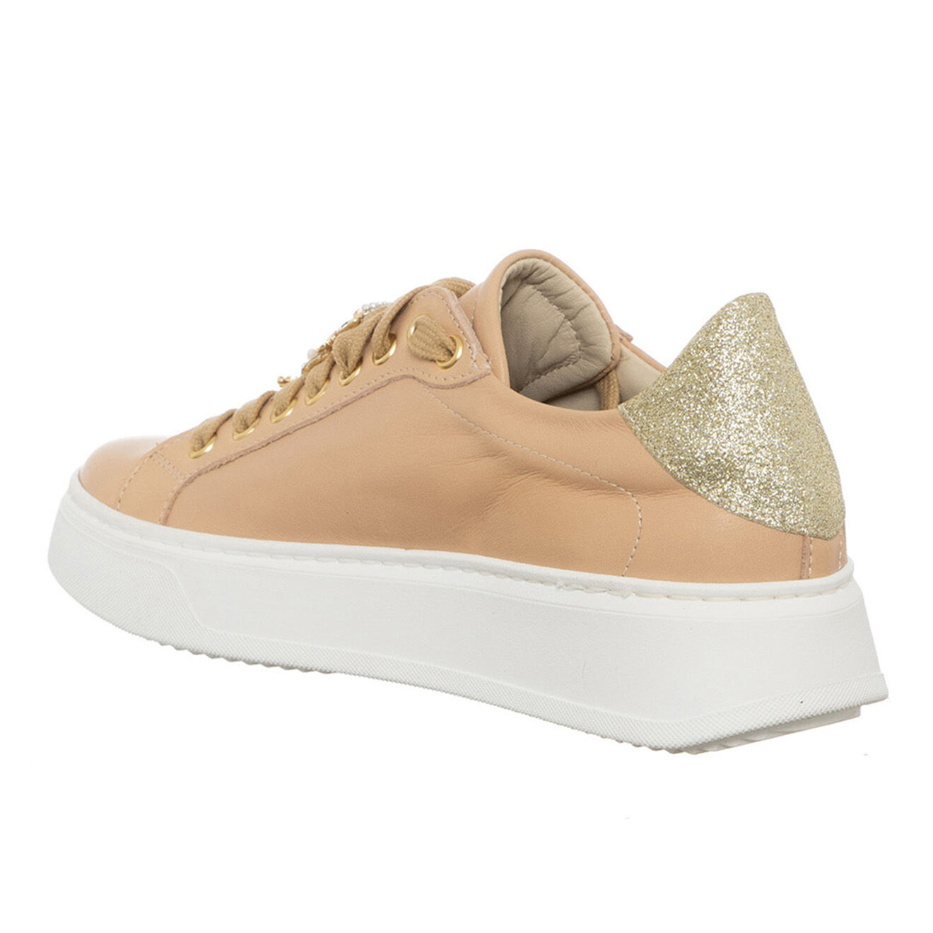 Loretta Pettinari Sneakers en Cuir Reva beige/blanc