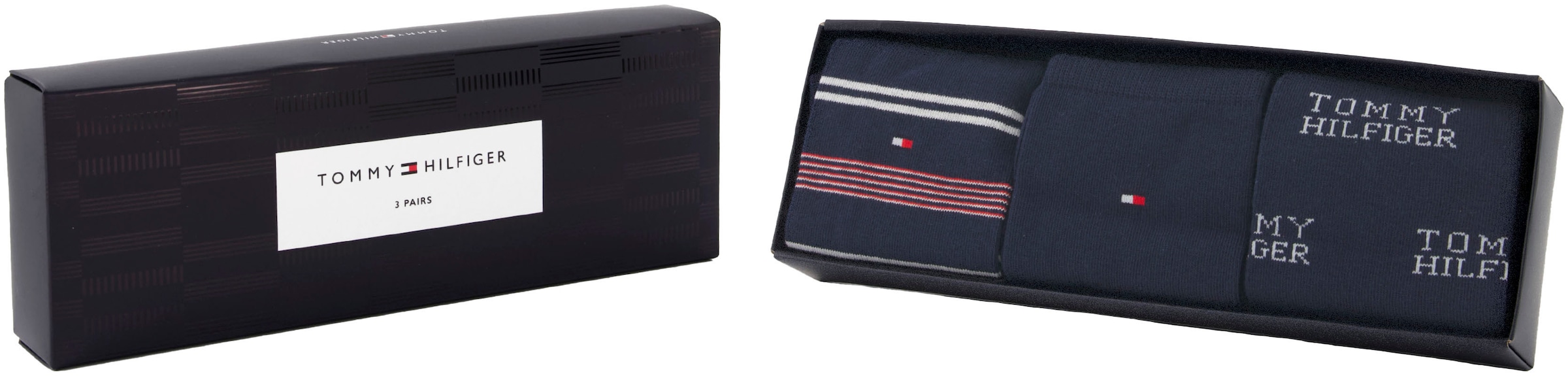 Tommy Hilfiger Socken 3 Paar tlg. mit auffälliger Musterung, Geschenkbox