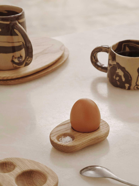 Ferm Living Cairn eierdopje set van 2 eiken