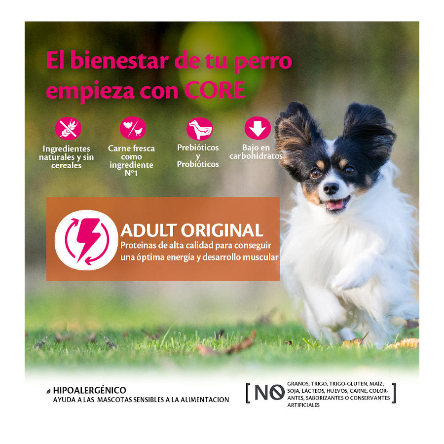 Ração para cães Wellness Core Adult Small Original de peru e frango, 1,5 kg