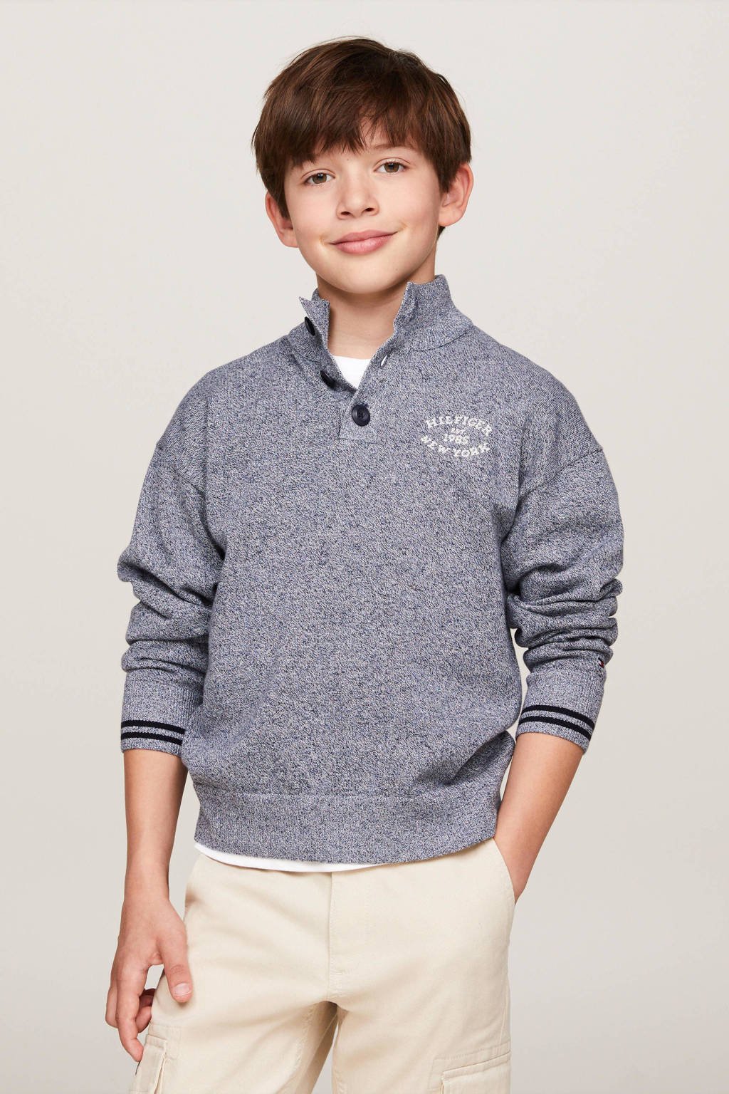Tommy Hilfiger gemêleerde trui donkerblauw/wit