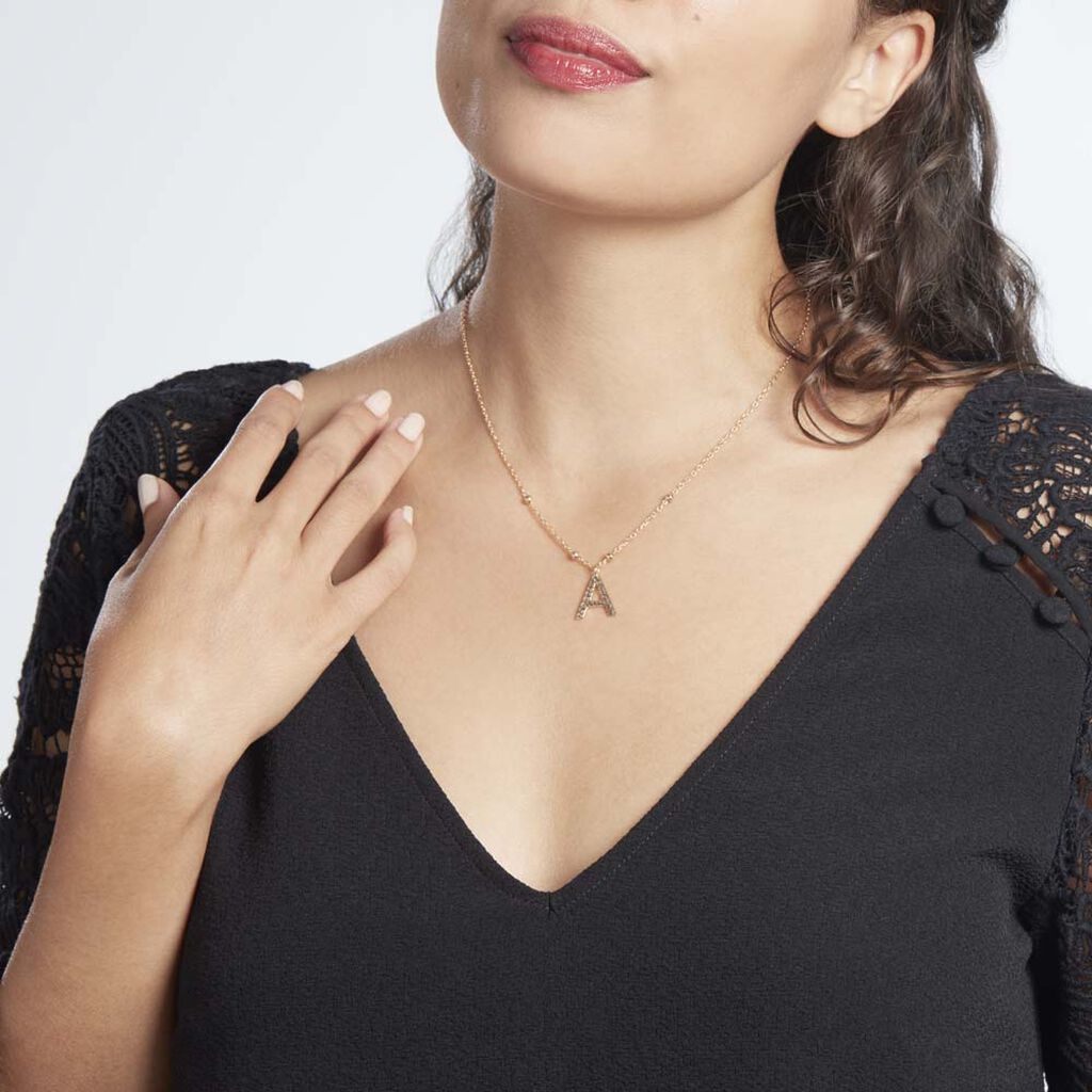 Collier Plaqué Or Jaune Lettra