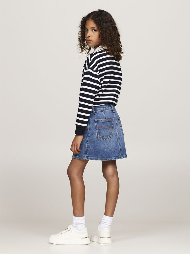 Tommy Hilfiger BUTTON THROUGH DENIM SKIRT Streakyblue