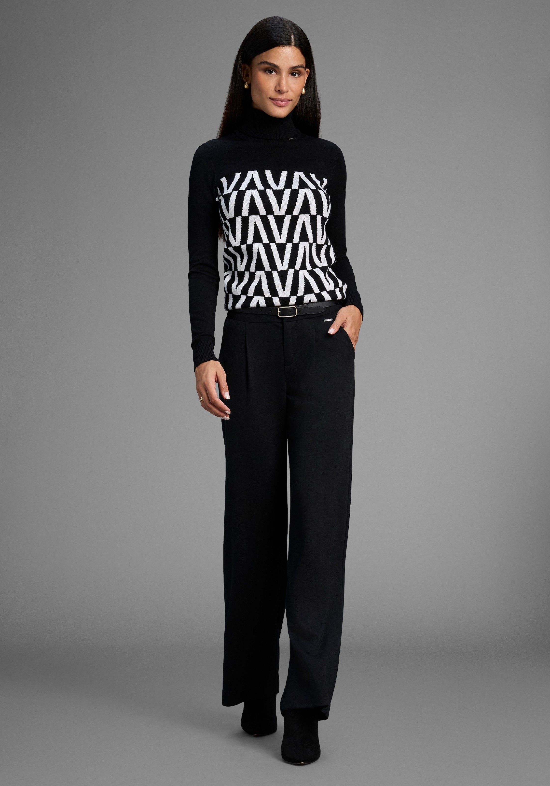 Bruno Banani Stehkragenpullover , in grafischem Strickmuster - NEUE KOLLEKTION