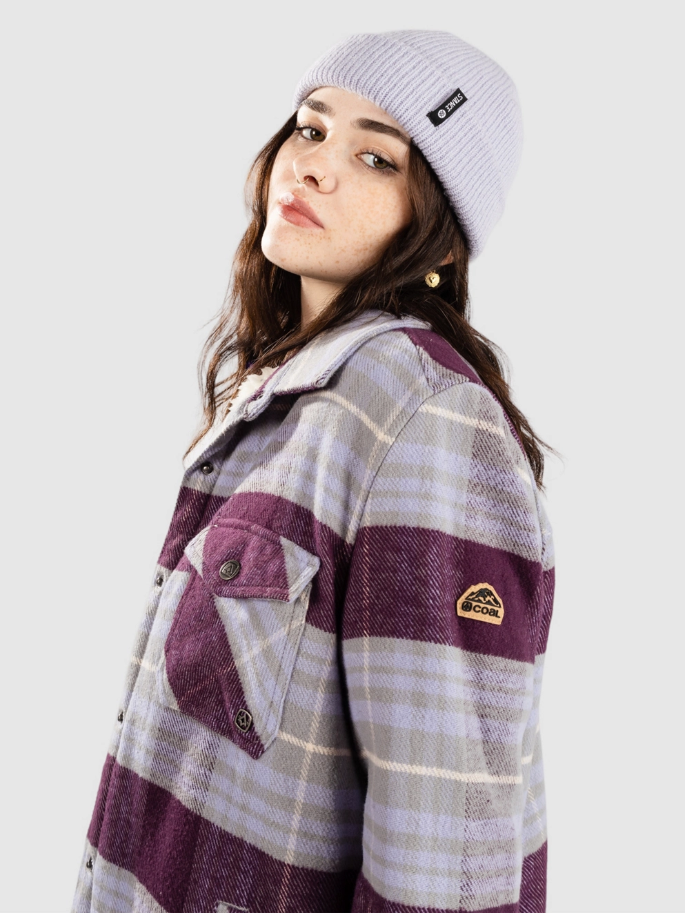 Coal Adler Shirt aubergine grey minimal g