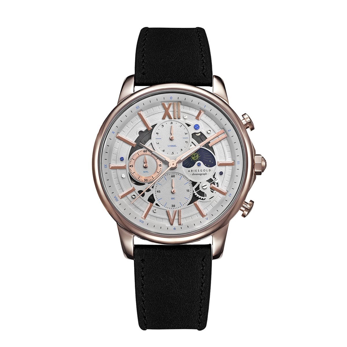 Montre chronographe bracelet cuir véritable BELFAST MOON