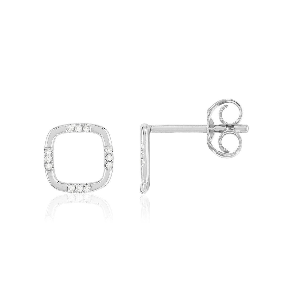 Boucles d'oreille or 375 blanc diamants