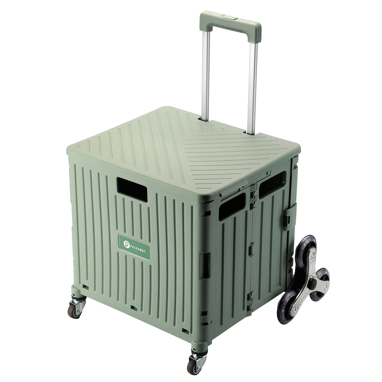 Packaway 50 liter boodschappentrolley met trapwielen - Green