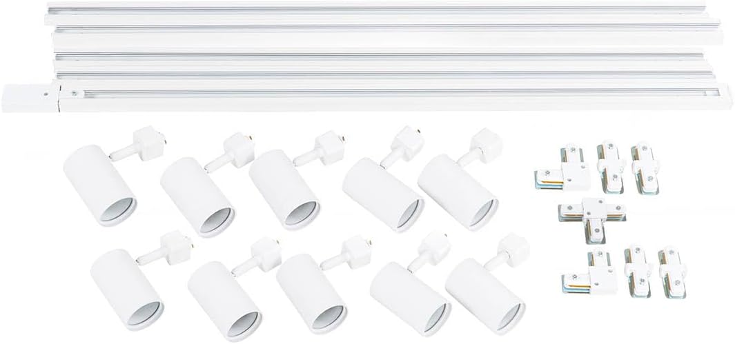 QAZQA - Modern Modernes 1-Phasen-Schienensystem Komplettset I Spotlight I Deckenspot I Deckenstrahler I Strahler mit 10 Spot I Spotlight I Deckenspot I Deckenstrahler I Strahler I Lampe I Leuchtes wei
