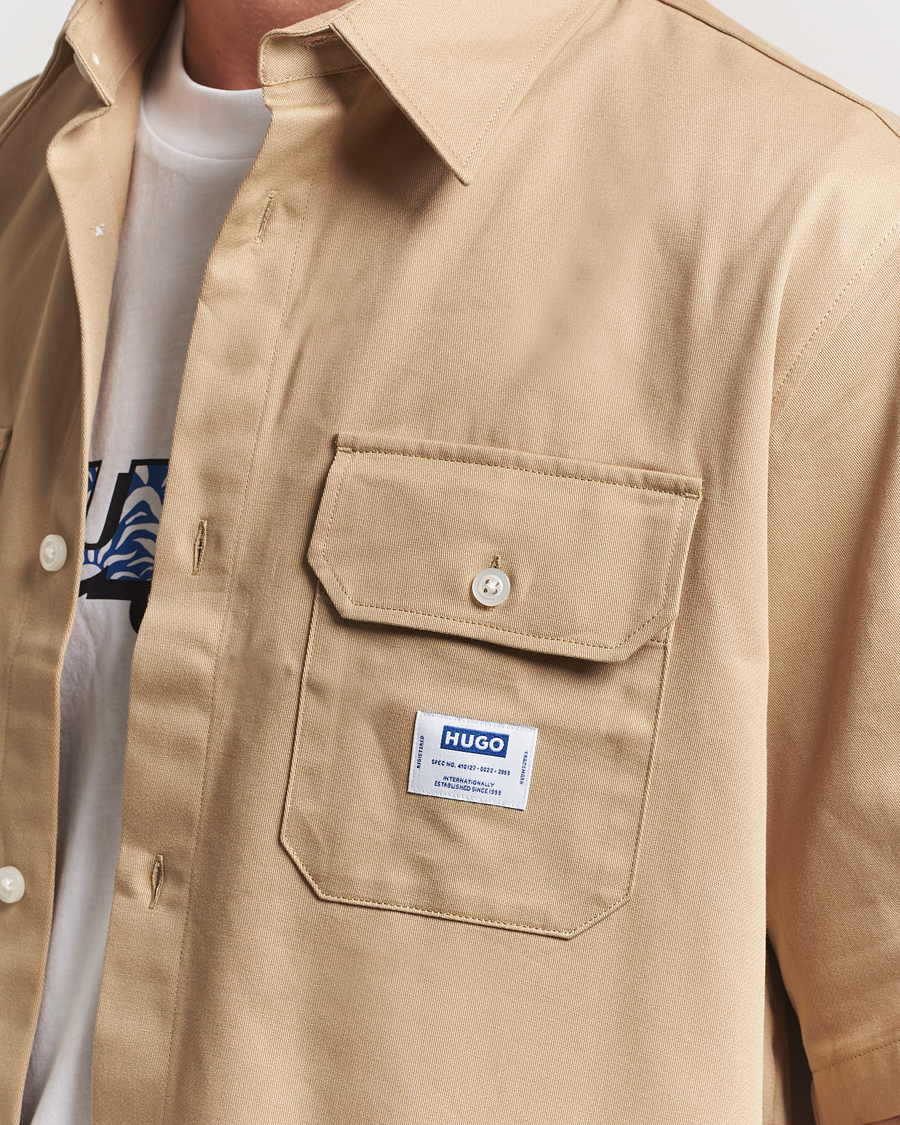 HUGO Ekyno Short Sleeve Shirt Medium Beige