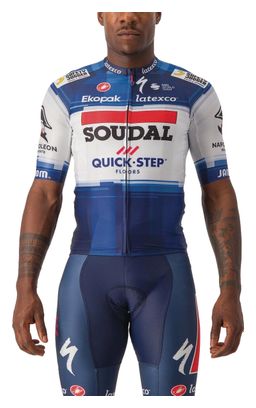 Maillot Manches Courtes Castelli Aero Race 6.1 Soudal Quick Step 2023 Bleu/Blanc