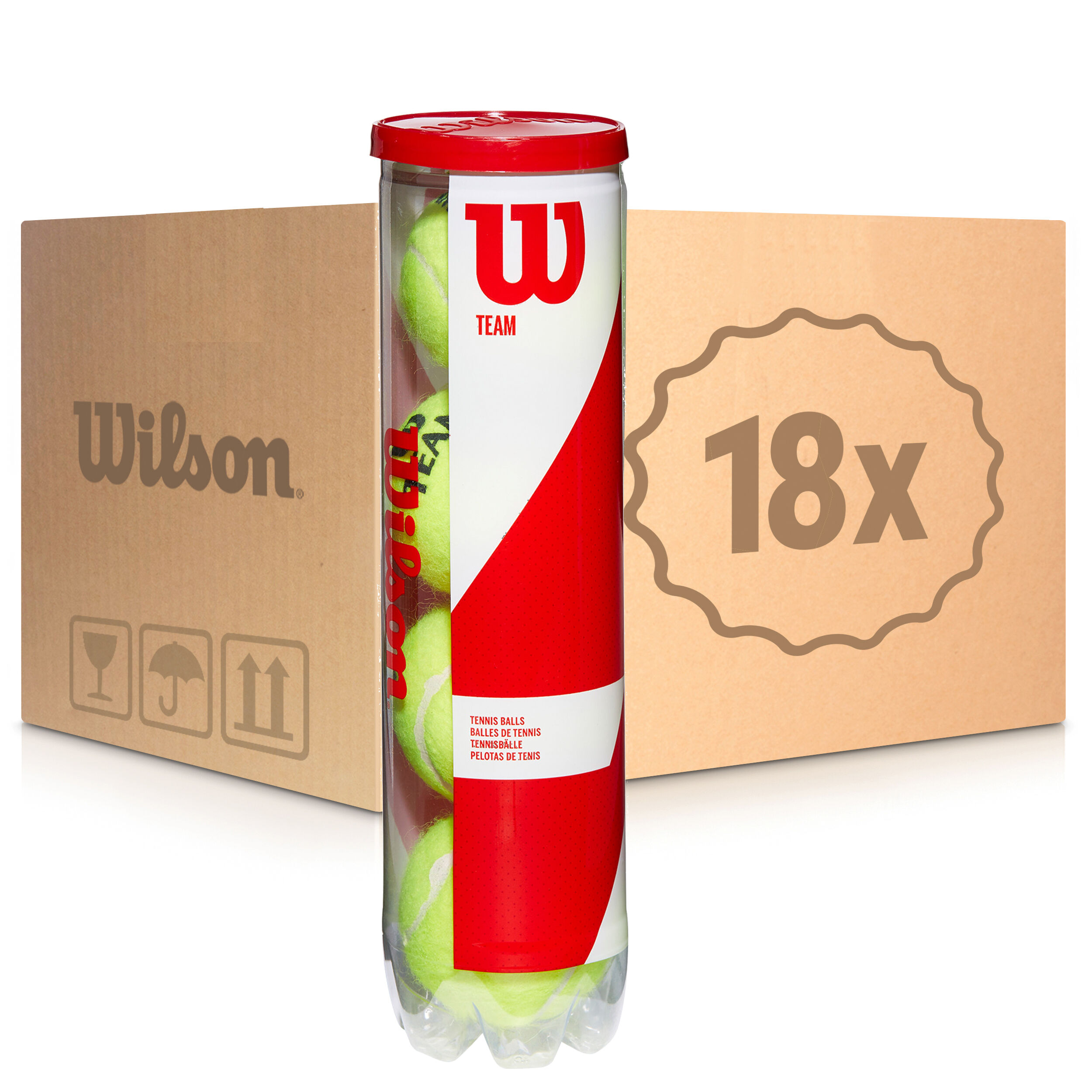 Wilson Team W Practice 18 Tubes De 4 En Carton