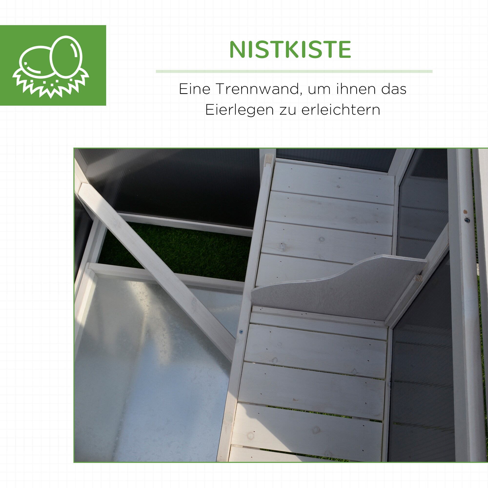 PawHut Hühnerstall für 2-4 Hühner grau, weiß 160 x 75 x 80 cm (BxTxH)