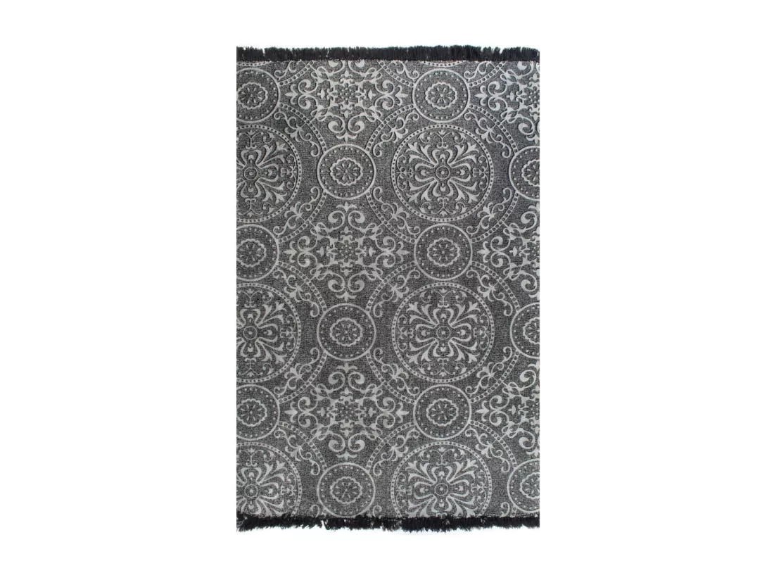 Prolenta Premium - Tapis Kilim Coton 120 x 180 cm avec motif Gris