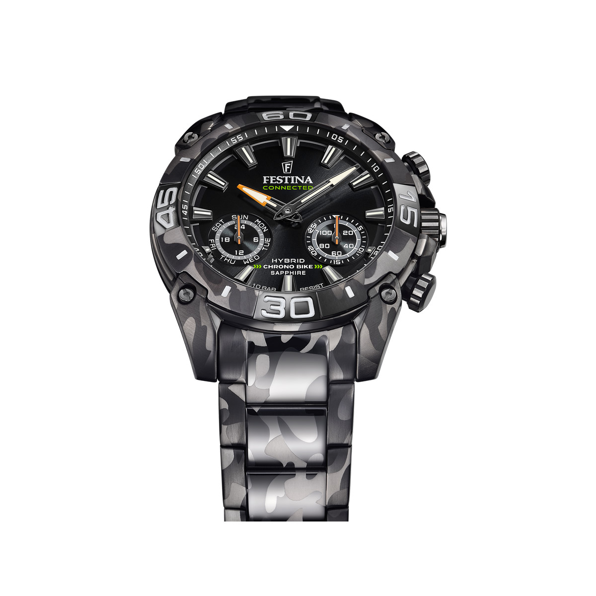 Montre Festina homme connectée bracelet acier motif camouflage