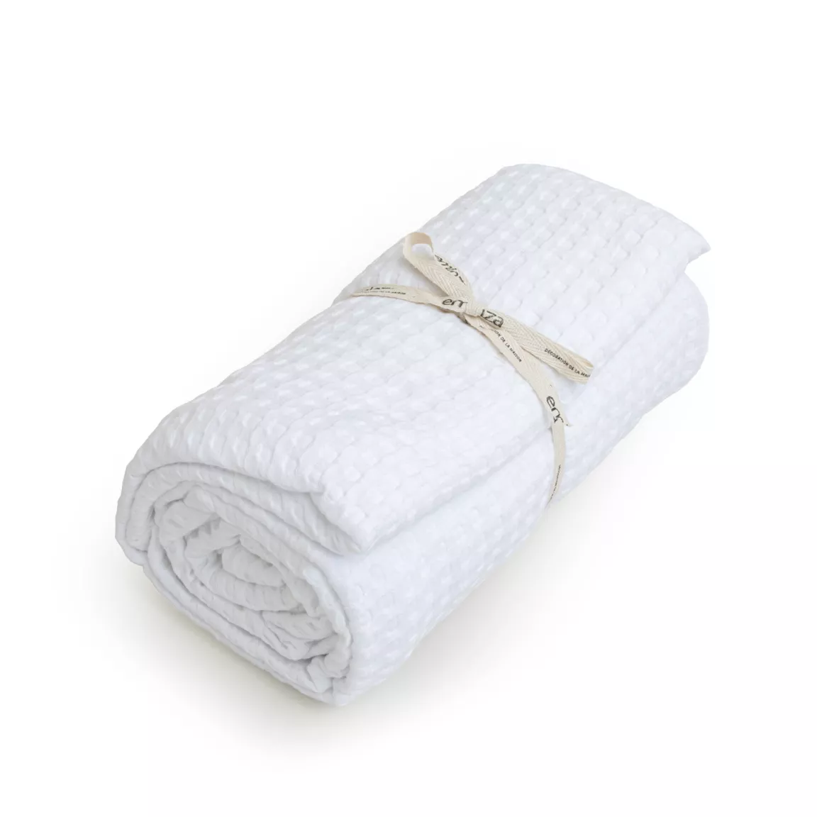 Couvre-lit coton nid d'abeille (180 x 220 cm) Maya Blanc