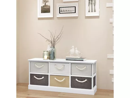 Banc de rangement 6 tiroirs Bois
