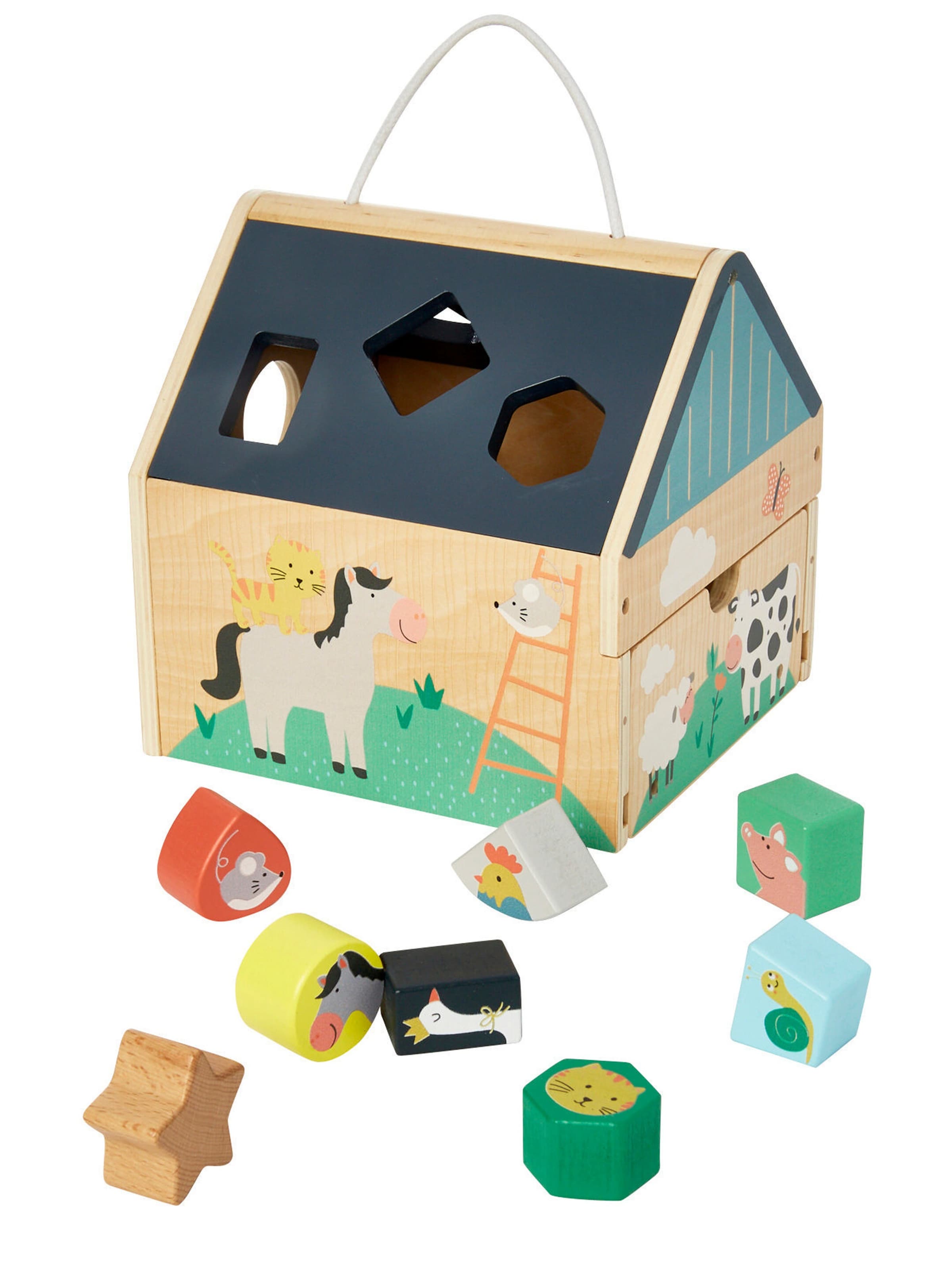 Vertbaudet Baby Steckspiel aus Holz FSC® mehrfarbig/bauernhof