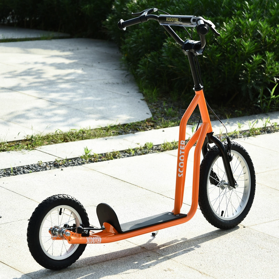 HOMCOM Kinderroller mit Handbremse orange