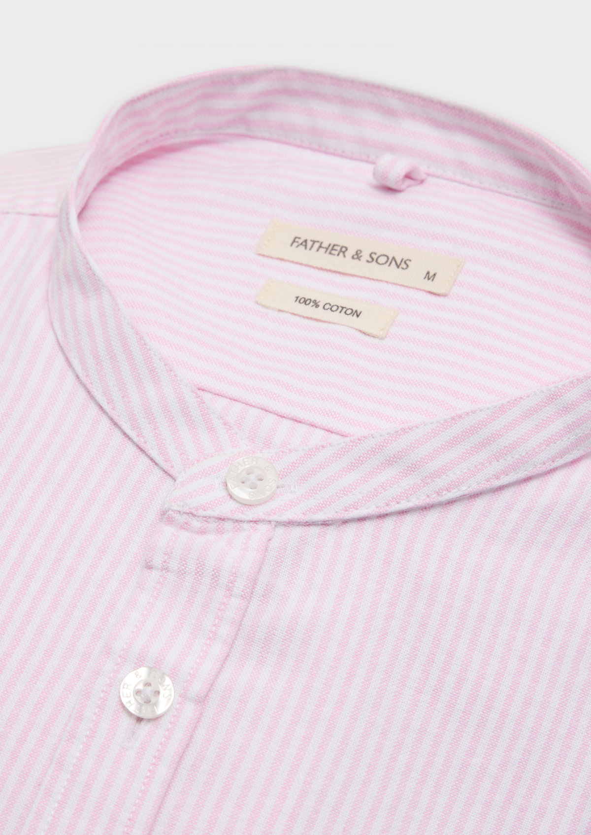 Chemise sport Slim en pinpoint de coton blanc à rayures roses à col officier