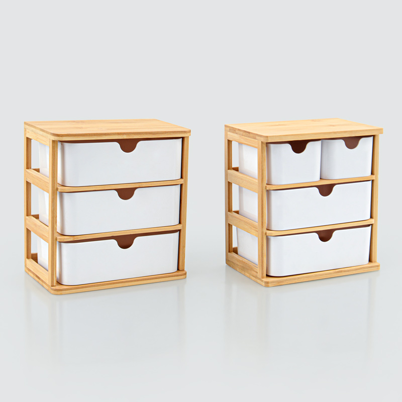 Mini tour de rangement en bambou