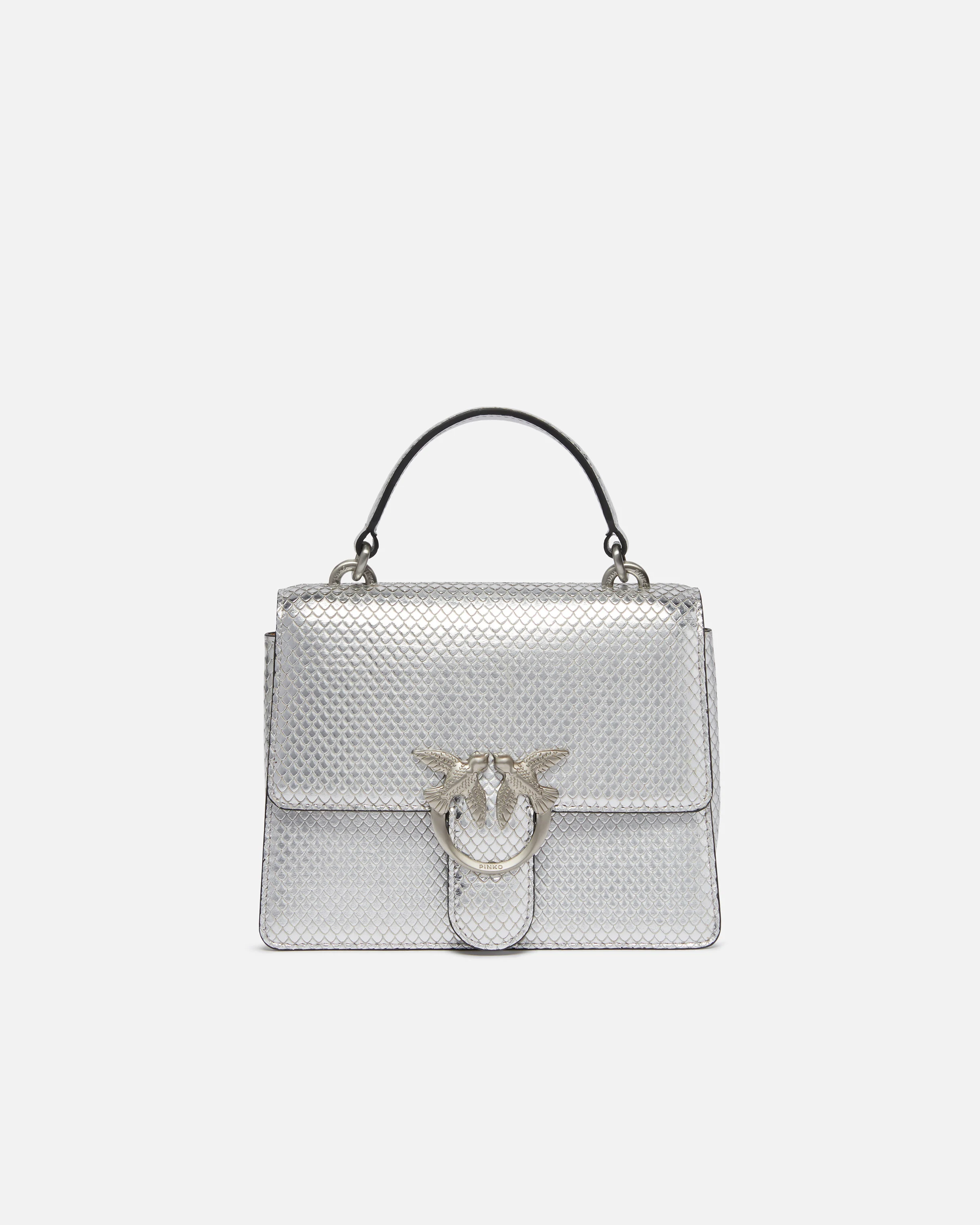 Petit sac à main lamé à bandoulière mini love bag | Argent