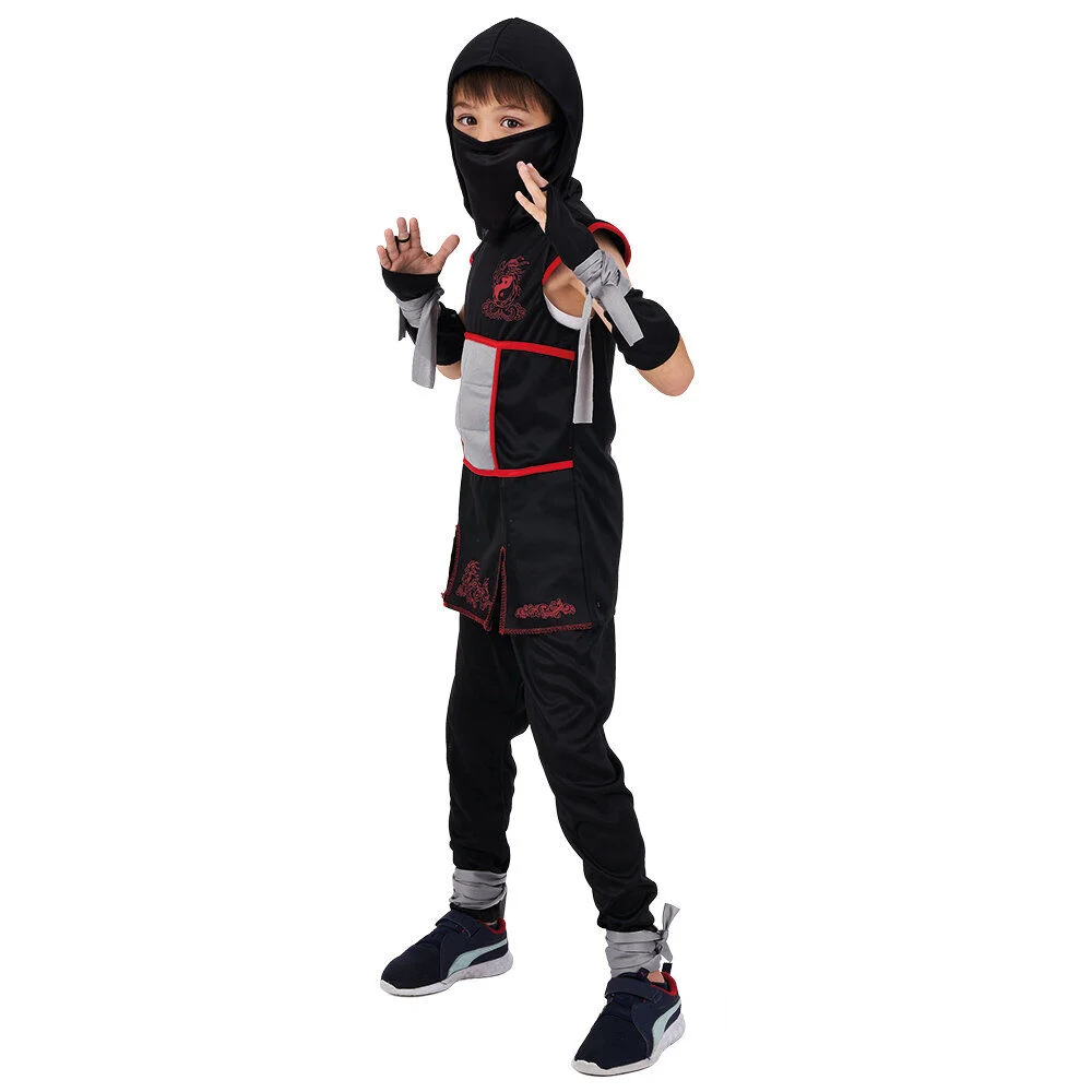Déguisement Ninja noir et rouge 11/14 ans