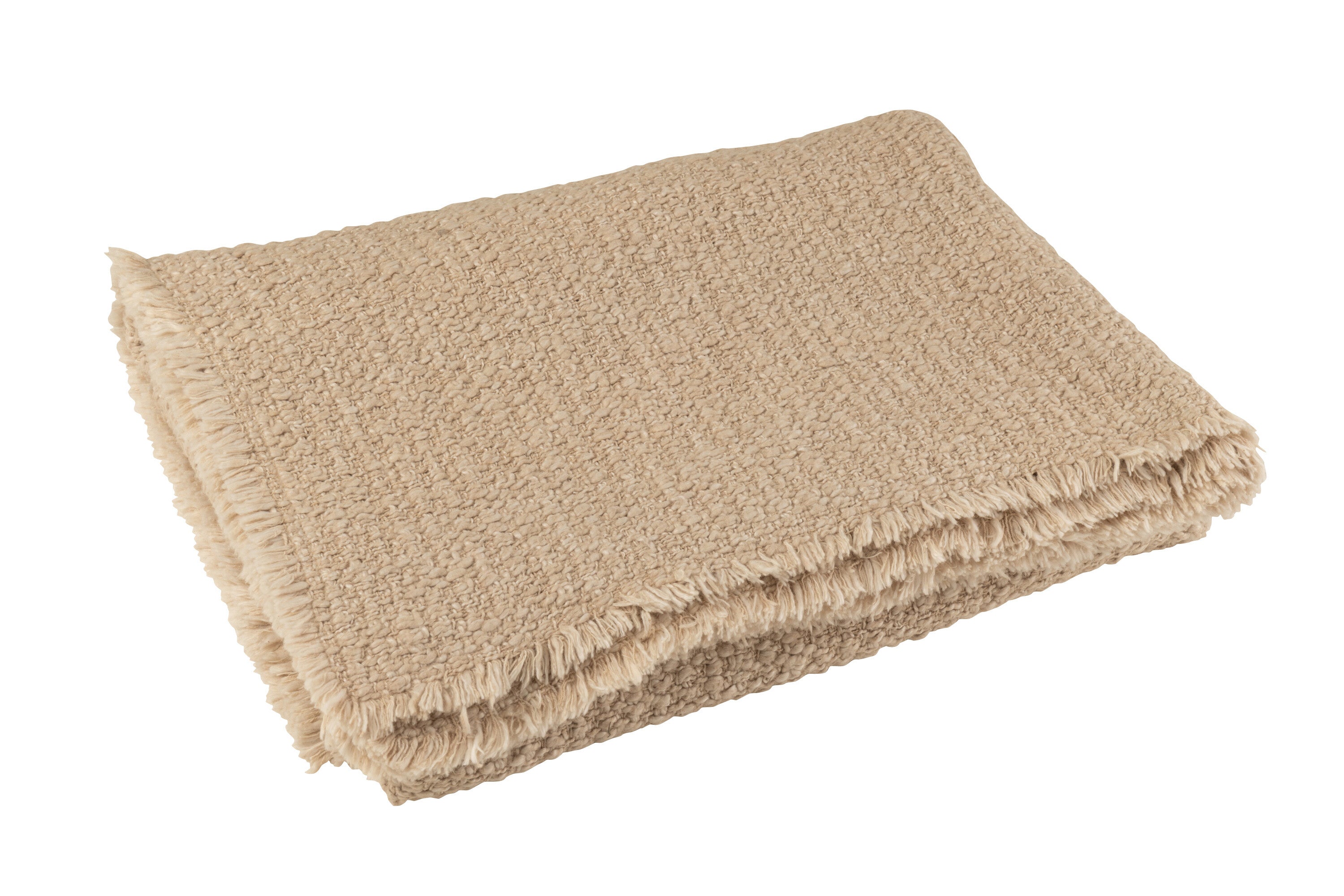 J-Line plaid Gerafelde Randen - katoen|polyester - beige - 1