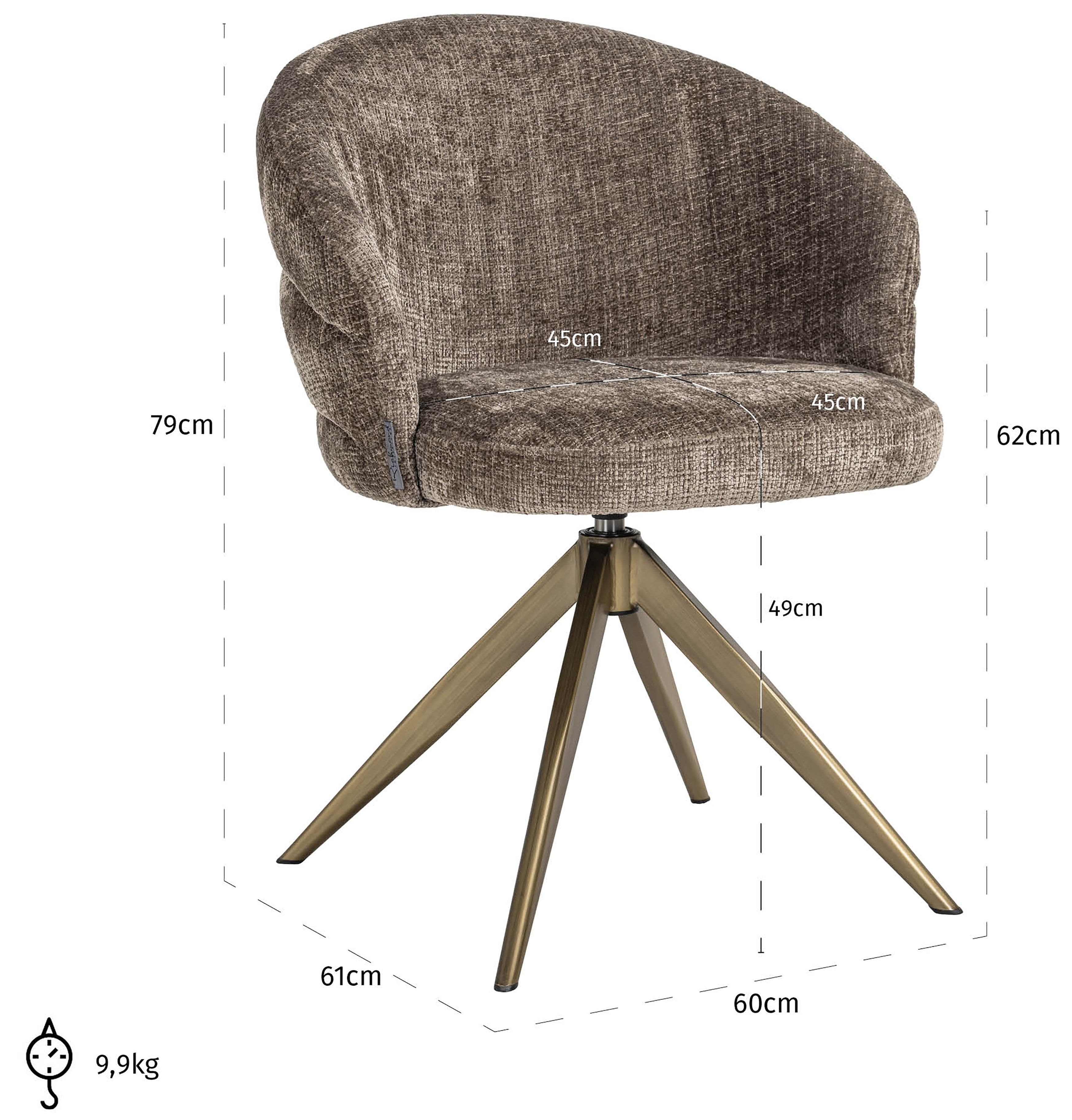 Eetkamerstoel S4754 Stone Chenille Zendaya B61 x D60 x H79 cm