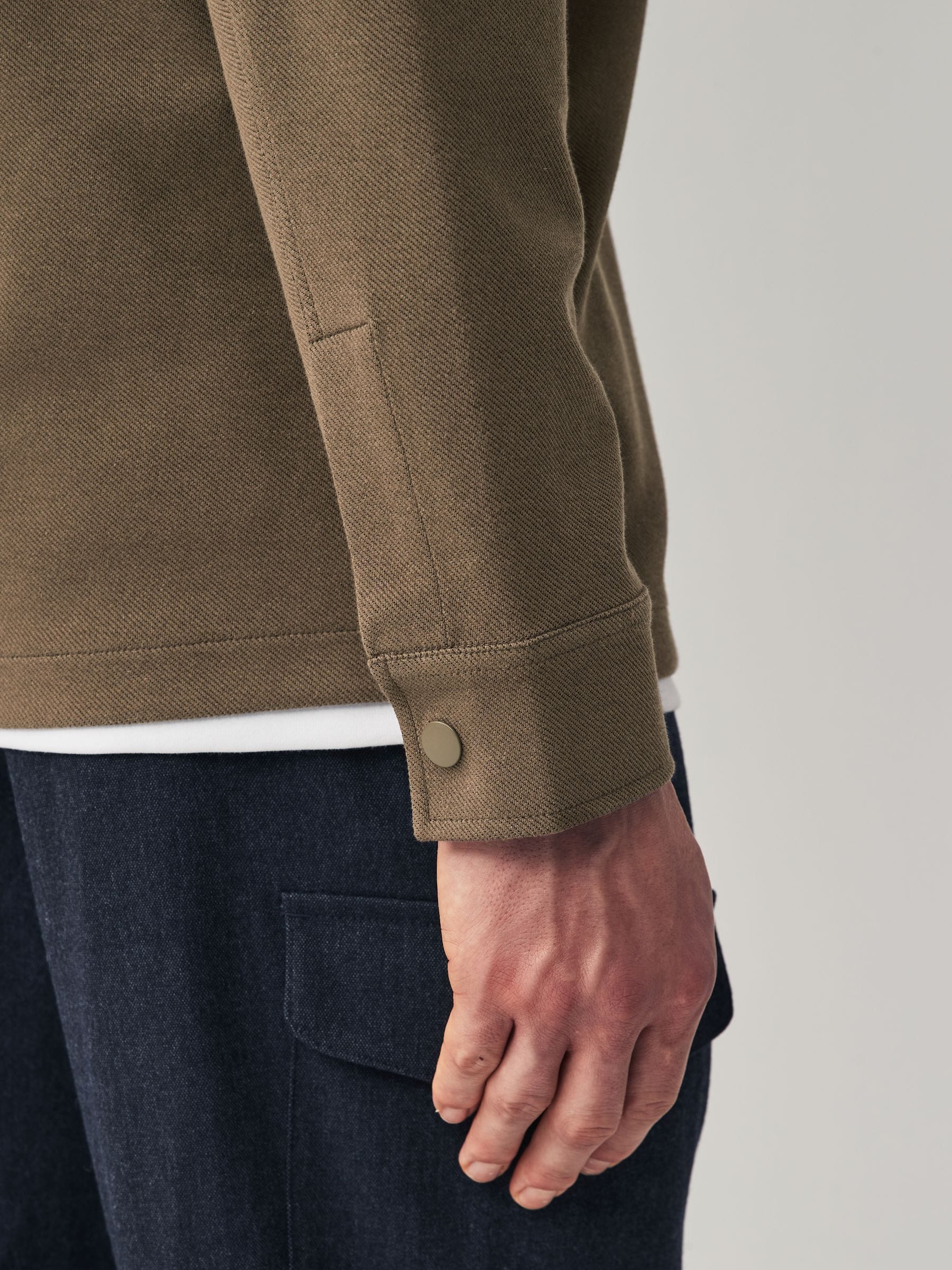 Bruin - Jersey keperstof Overshirt met drukknopen