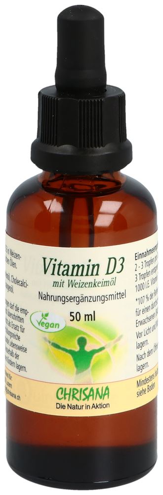 CHRISANA Vitamin D3 mit Weizenkeimöl<br>50 ml, Pipettenflasche, Öl, vegan