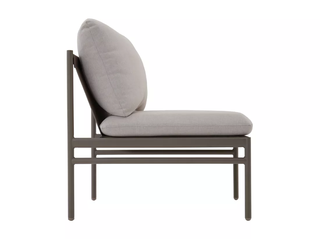 Salon de jardin modulable en acier : un canapé d'angle 5 places et tables basses gigognes - Taupe - ULAME de MYLIA