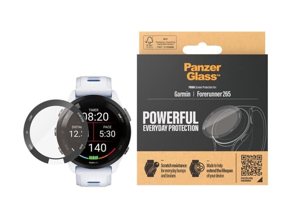 PanzerGlass - Skjermbeskyttelse for smart armbåndsur - glass - rammefarge svart - for Garmin Forerunner 265