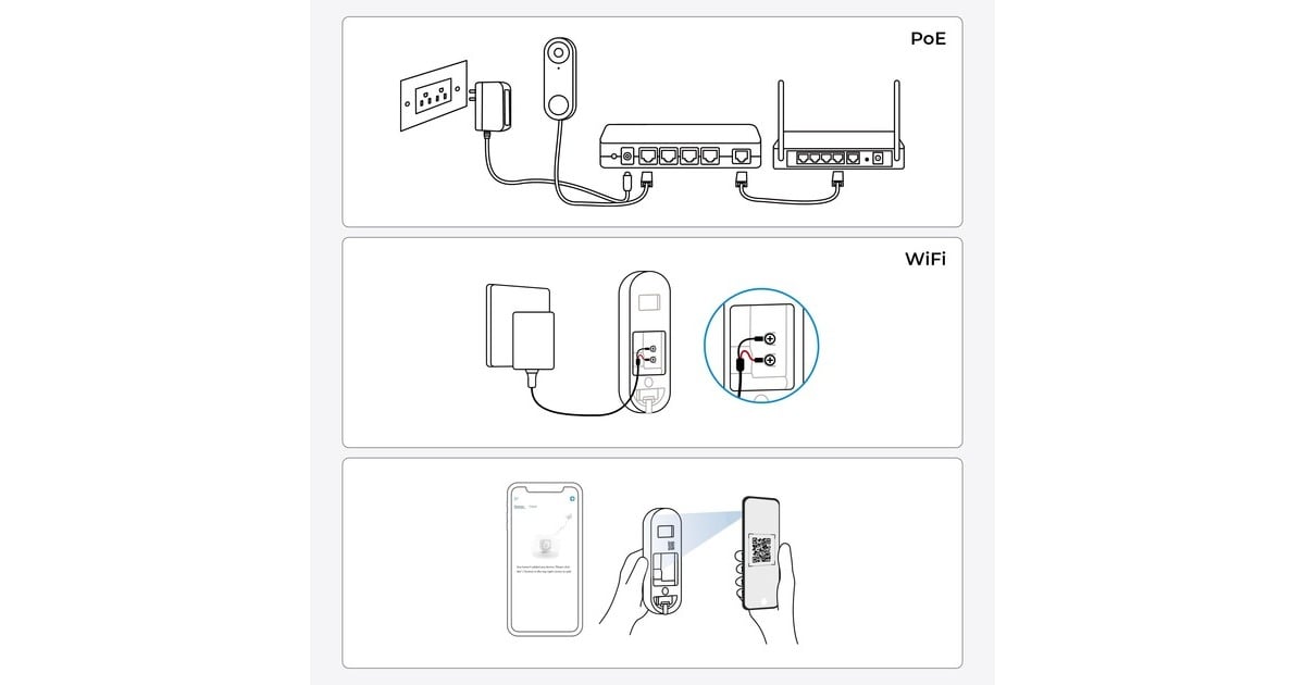 ReolinkSmart 2K+ Wired wifi video deurbel met gong  (Zwart)