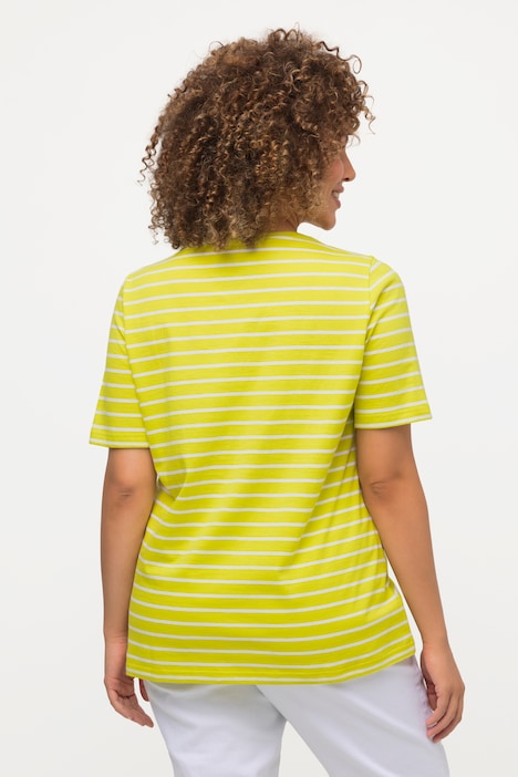 T-Shirt, Ringel, V-Ausschnitt, Halbarm