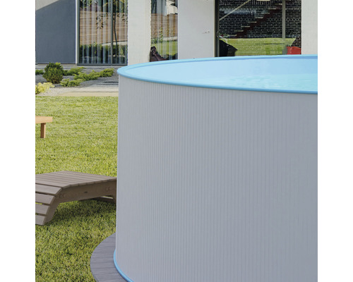 Opzetzwembadset van staalwand Planet Pool rond Ø 450x120 cm incl. zandfiltersysteem, ladder, ingebouwde skimmer, filterzand & aansluitslang wit