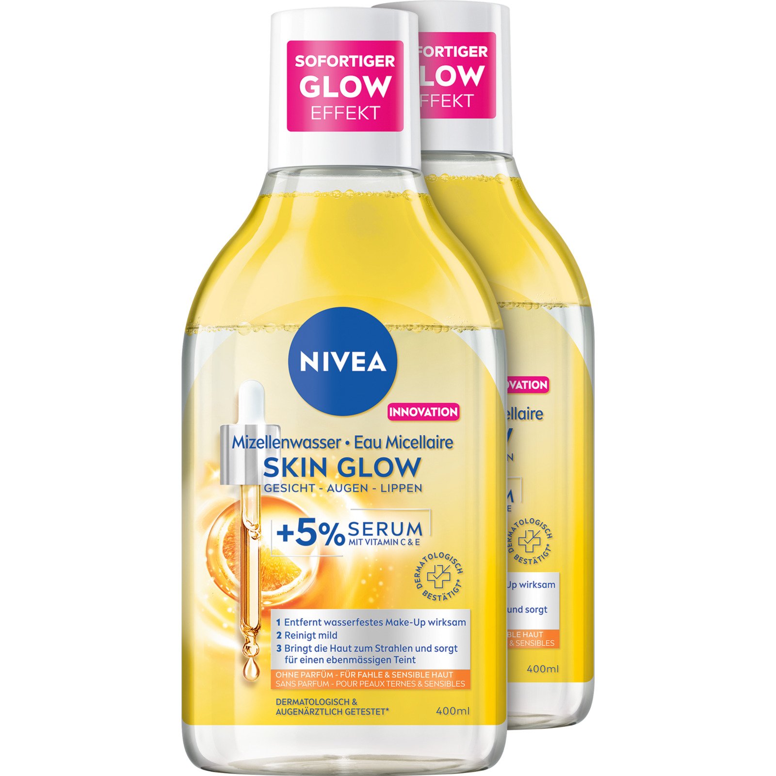 Nivea Skin Glow Serum Mizellenwasser 2 x 400 ml