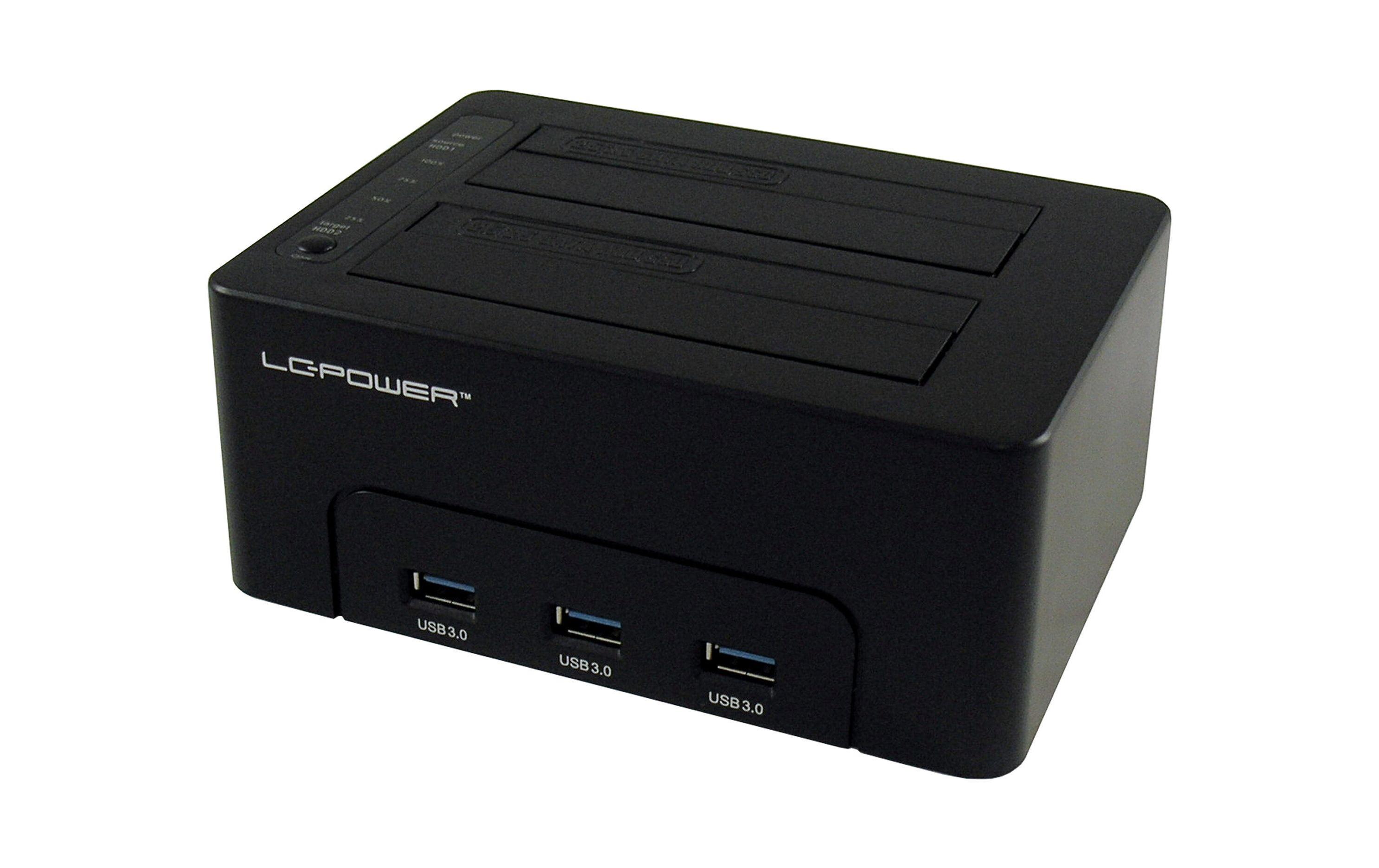 Docking- und Klonstation LC-DOCK-U3-HUBUSB 3.0 Dual Bay HDD Docking Station mit Kopierfunktion und 3-Port-USB 3.0-Hub