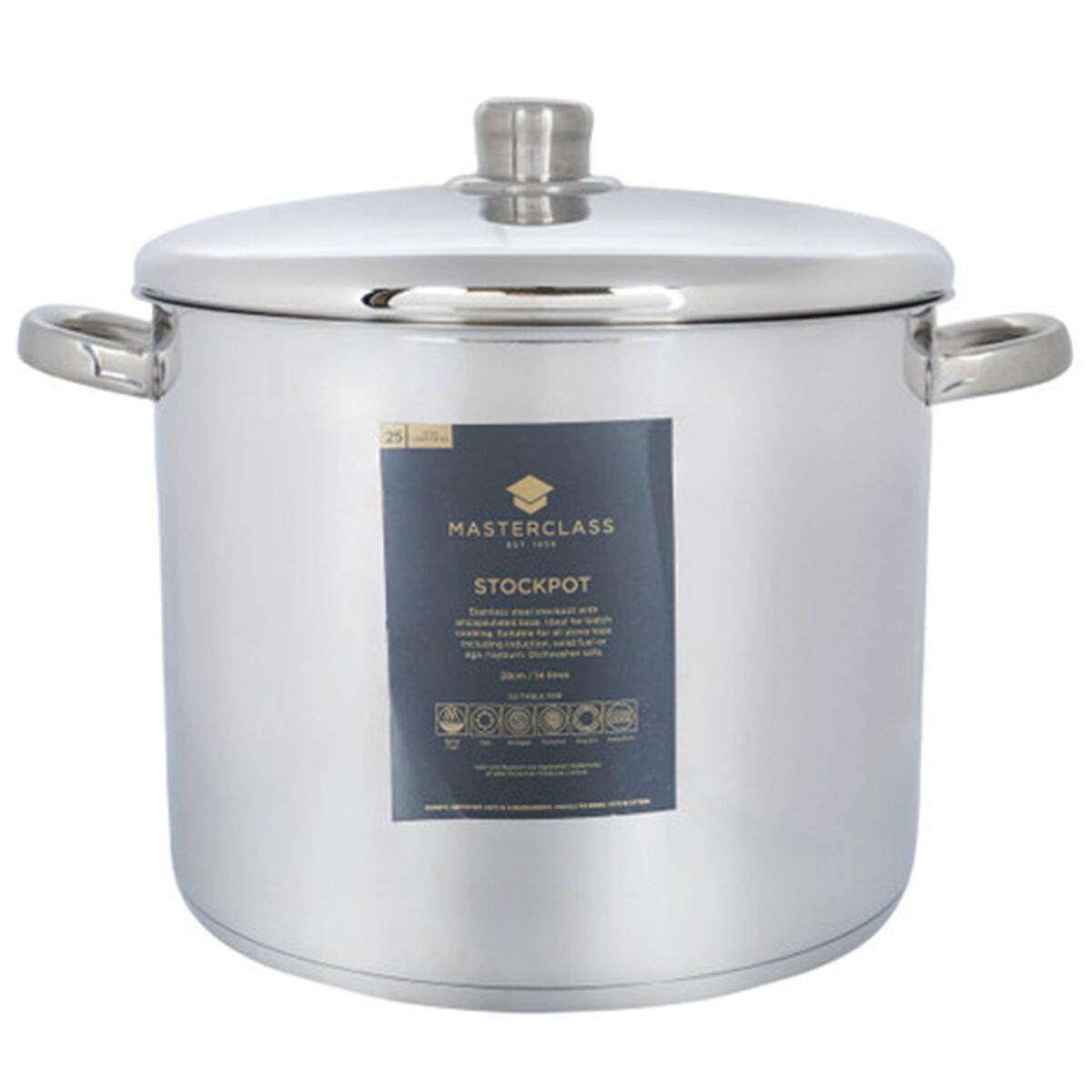 Gryte med lokk 14 liter, rustfritt stål