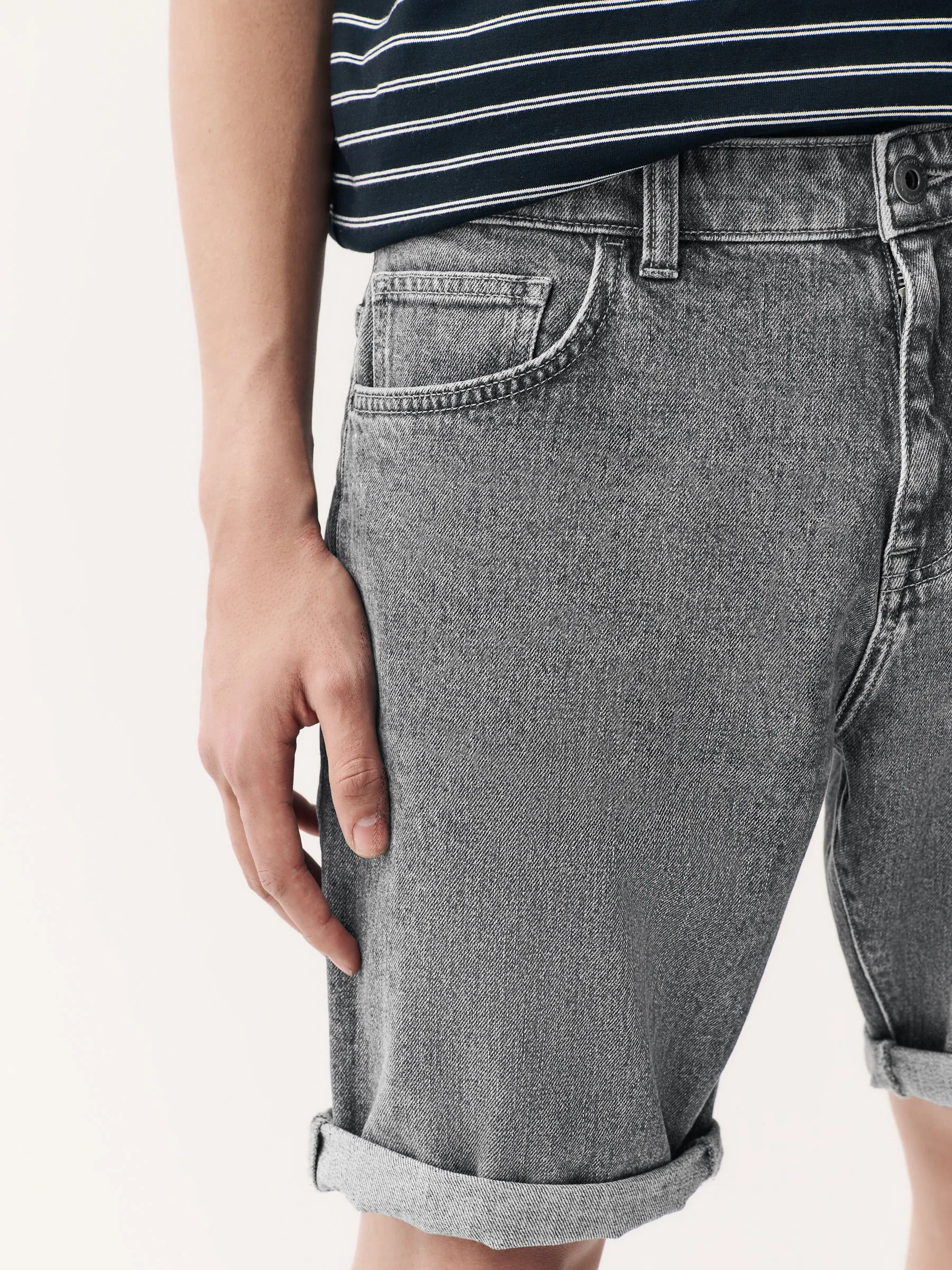 Grijs - Straight fit - Stretch denim short
