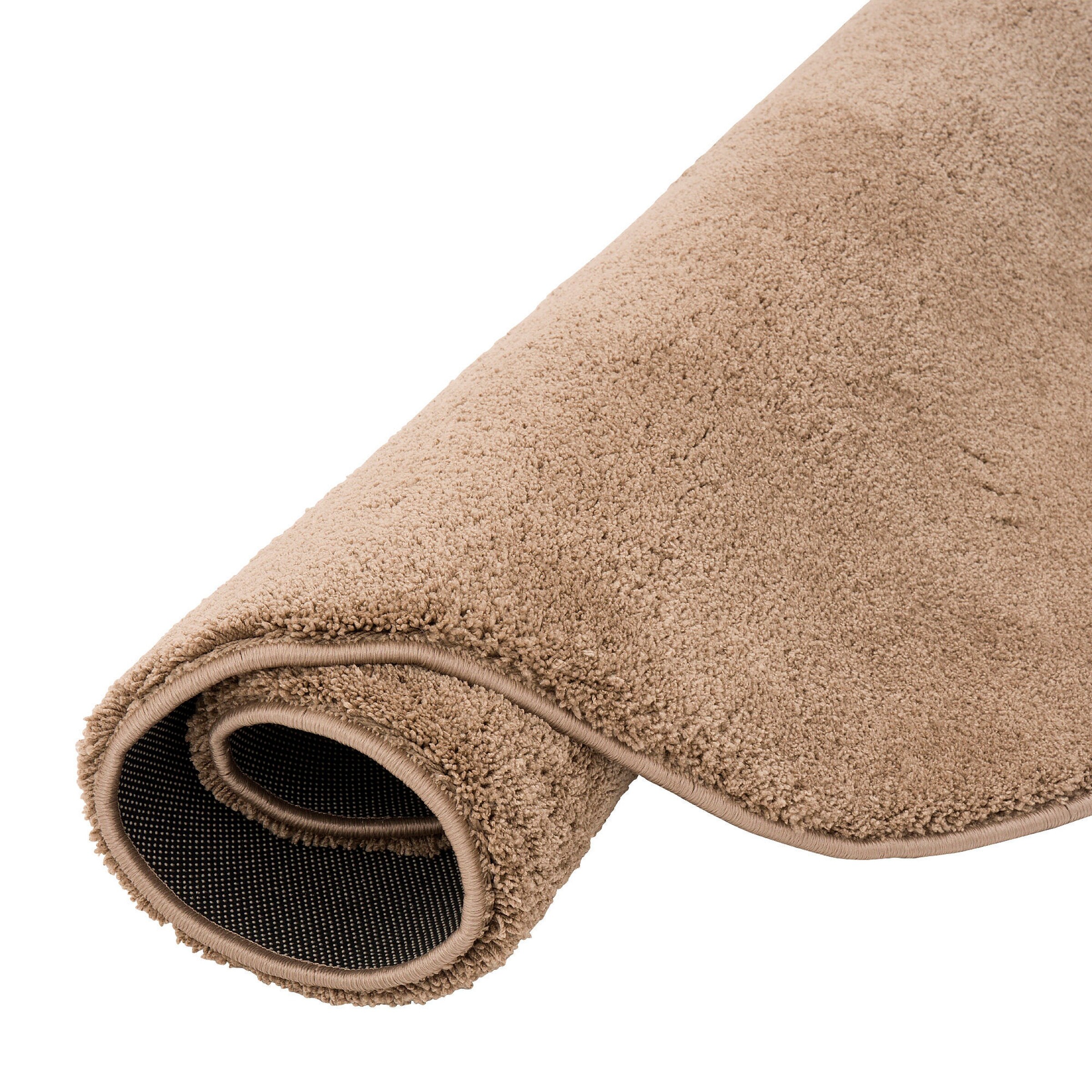 Pergamon Super Soft Kinder Hochflor Teppich Silky Kids Rund Taupe - 160x160 cm