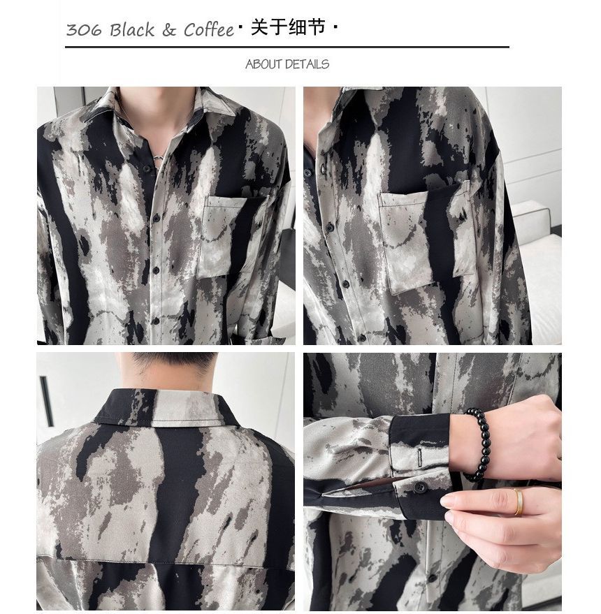 Lefitt - Top met lange mouwen en tie-dye print in marmermotief