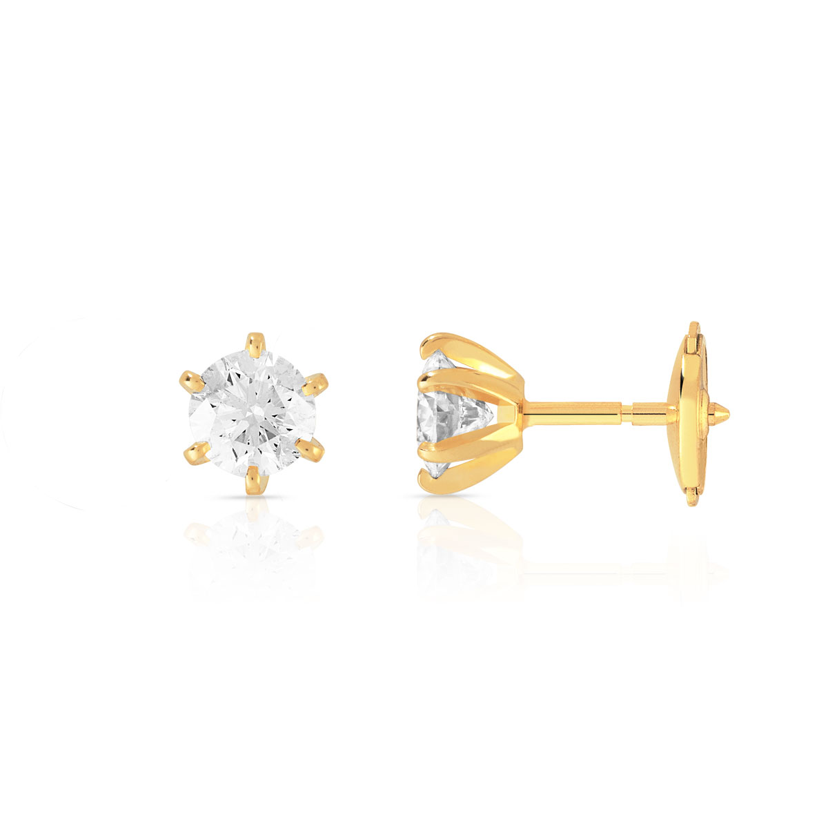 Boucles d'oreilles or 750 jaune diamant H/P1